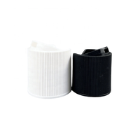 Bouchons en plastique noirs côtelés anti-déversement 24/410 avec disque supérieur pour flacons cosmétiques, petits bouchons à vis, marque YLIO