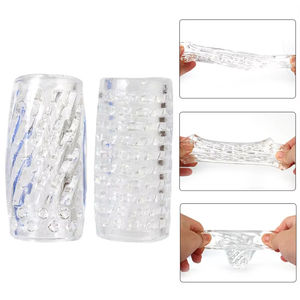 Copa de masturbador masculino reutilizable, funda para pene, <span class=keywords><strong>Vagina</strong></span> de cristal transparente, túnel texturizado, coño de bolsillo para hombres - Product Image 3