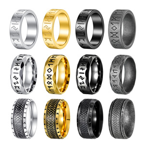 Bagues Vintage en Acier Inoxydable avec <span class=keywords><strong>Runes</strong></span> Nordiques Vikings pour Femme et Homme, Style Punk Simple, Bijoux Créatifs pour Ami, Motard, Cadeau, Vente en Gros - Product Image 5