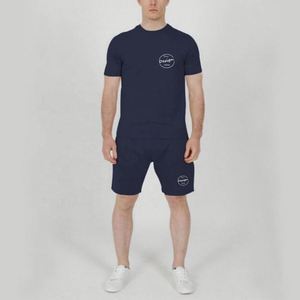 Conjunto de camiseta y pantalones cortos de algodón con logotipo de impresión digital personalizado para hombre, Conjunto de camiseta y pantalones cortos suaves unisex - Product Image 5