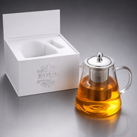 Théière en verre pour thé aux fleurs, théière transparente en verre borosilicate avec infuseur en acier inoxydable, cadeau promotionnel pour supermarché