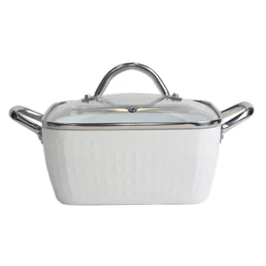 Nhà Máy Bán Buôn 3d Kim Cương Thiết Kế Vuông Casseroles Hà Lan Lò Không Dính Nhôm Cookware Với Đôi Xử Lý