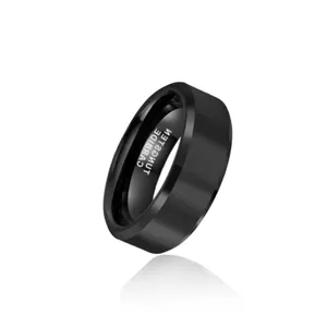 Coolstyle đồ trang sức 8mm bán buôn vòm bước Đen tungsten carbide Vòng người đàn ông phụ nữ thời trang engagement Wedding Ring