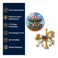 Ensemble de badges émaillés personnalisés sur le thème du carnaval : Grande Roue et Carrousel, pour collection de souvenirs de parc d'attractions