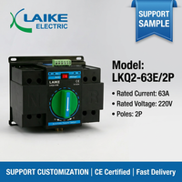 Commutateur de transfert automatique (ATS) IEC 60947-6-1 2P 63A 220V pour générateur, système solaire photovoltaïque, monophasé, double alimentation