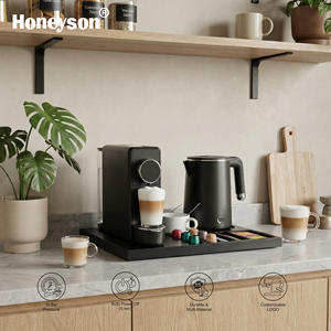 Machine à café électrique en acier inoxydable personnalisée pour hôtel, plateau organisateur de capsules pour hôtel et hôtellerie, style londonien - Product Image 1