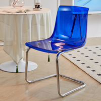 Chaise de salle à manger en plastique acrylique transparent de style nordique avec dossier, design minimaliste moderne, mobile pour la maison et le commerce