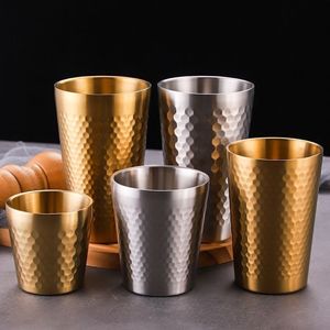 190ml 260ML 300ml 450ml Double couche en acier inoxydable 304 tasse <span class=keywords><strong>réutilisable</strong></span> potable <span class=keywords><strong>personnalisé</strong></span> doré nid d'abeille martelé <span class=keywords><strong>verre</strong></span> à eau - Product Image 1
