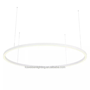 Luminaire linéaire circulaire LED 3 pieds, installation <span class=keywords><strong>de</strong></span> projet, lampe suspendue circulaire, lustre, anneau lumineux rond - Product Image 1