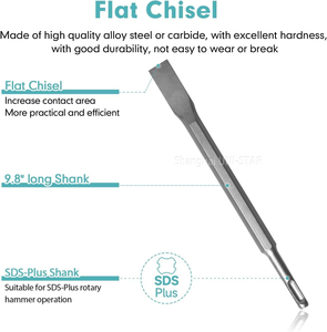 Wear-<strong>Resistant</strong> SDS PLUS/SDS MAX/HEX <strong>Hammer</strong> <strong>Drill</strong> Chisel Bits Wide Flat Point Scaling Chisels Tool for Concrete Brick Wall Rock - Product Image 3