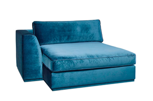 Superficie de tela de <span class=keywords><strong>terciopelo</strong></span> <span class=keywords><strong>azul</strong></span> informal Europea Premium exquisita moderna y patas de madera <span class=keywords><strong>chaise</strong></span> <span class=keywords><strong>longue</strong></span> doméstico - Product Image 3