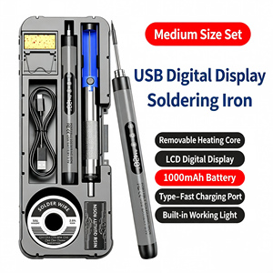 Soldador Eléctrico Digital LCD de 1000mAh con Carga USB, Kit Completo con Bomba de Desoldar, Herramienta de Reparación de Soldadura Portátil Gris - Product Image 2
