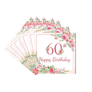 Juego de Platos de Papel con Diseño Floral para el 60.º Cumpleaños, con Vasos, Servilletas y Cubiertos para Decoración de Fiestas - Product Image 4