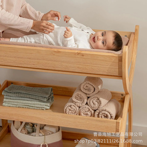 Table à langer multifonctionnelle en bois massif avec étagère de rangement pour bébés de 0 à 12 mois - Product Image 4