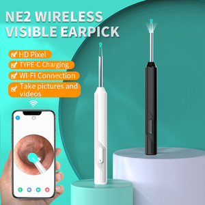 Outil de nettoyage <span class=keywords><strong>d</strong></span>'<span class=keywords><strong>oreilles</strong></span> <span class=keywords><strong>avec</strong></span> <span class=keywords><strong>caméra</strong></span> et lumière <span class=keywords><strong>intégrée</strong></span> pour l'élimination du cérumen – Cure-oreille visuel noir - Product Image 2