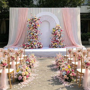 Hot Sale Wedding Layout Floral background Set <b>Artificial</b> colorful Rose Row backdrop Flower Party Event Decoration - Product Image 1