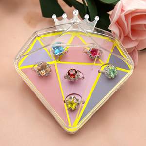 6 pièces/ensemble enfants <span class=keywords><strong>licorne</strong></span> strass fruits anneaux pour filles réglable enfants bague boîte bijoux cadeau - Product Image 3