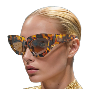 Gafas de Sol Personalizadas con Logotipo, Moda 2025, Retro, Leopardo, Polígono, UV400, Montura Grande, Ojo de Gato, para Mujer - Product Image 1