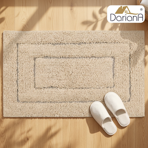 Softa Beige Border Recycled Cotton <b>Rug</b> Handwoven Bathroom Floor Mat 45x75 cm - Product Image 4