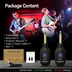 Mini receptor transmisor inalámbrico recargable <span class=keywords><strong>para</strong></span> guitarra, <span class=keywords><strong>bajo</strong></span>, teclado de batería eléctrica, micrófonos de transmisión de Audio, 1 unidad - Product Image 2
