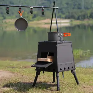 Small outdoor stove Wood camping portable picnic equipment Internet celebrity fire table water cooker
