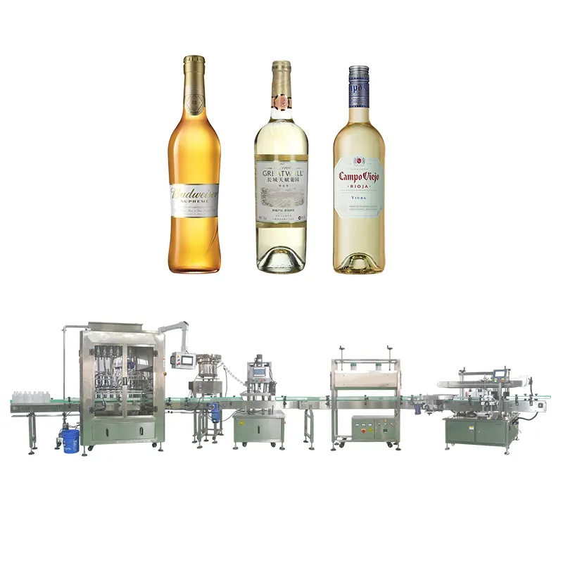 全自動赤ワインと緑のプラムワイン液体充填機統合充填キャッピングとラベリング生産ライン