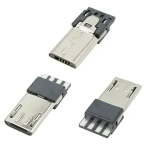 Conector MICRO USB macho alargado delantero cinco traseros cuatro cables tipo V8