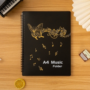 Wholesale Custom Printed <b>A4</b> Coil Elegant Gold Butterfly‑Note Pattern Sheet Music <b>Folder</b> For Music School - Product Image 5