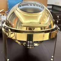 Chauffe-plat professionnel en acier inoxydable doré avec fenêtres en verre, chauffage électrique, capacité 6L, équipement de cuisine commercial