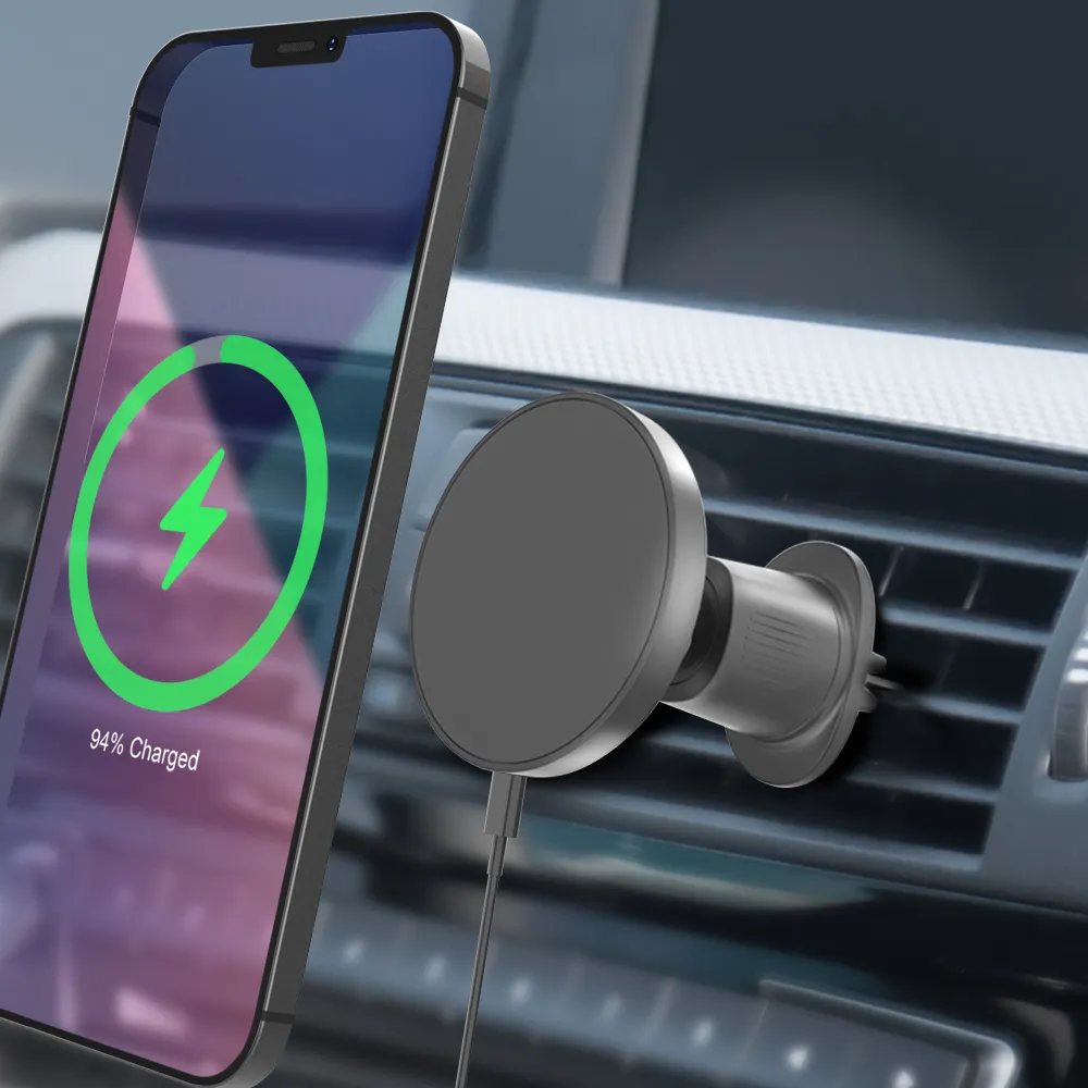 Qi Certified Wireless Car Charger 15w 2022 Magnetic Car Mount Phone Holder For iPhone 13 12 Mini Pro Max