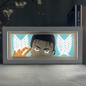 Attaque sur Titan <span class=keywords><strong>One</strong></span> Pieces <span class=keywords><strong>Luffy</strong></span> papier découpé au Laser Anime <span class=keywords><strong>cadre</strong></span> en bois pour décor de chambre Animation Lightbox Table Led veilleuse lampe - Product Image 1