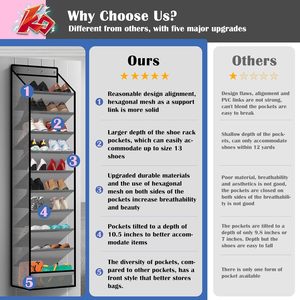 Over The Door <b>Shoe</b> Organizer 10 Pockets Gray Hanging Rack For <b>Shoes</b> Behind Door Wall Mount <b>Hook</b> Type Storage - Product Image 6