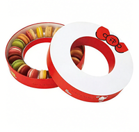 Boîte Cadeau Cylindrique Personnalisée en Carton de Luxe avec Impression sur Papier Artistique et Dorure à Chaud pour Chocolats, Biscuits, Pâtisseries et Macarons avec Séparateur