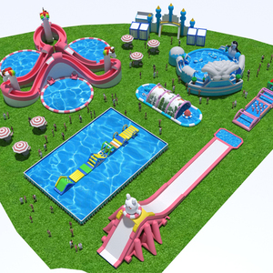 Divertida Piscina Inflable Gigante con Toboganes de Agua y Aspersores, Lona de PVC Resistente, Castillo Inflable para Uso Comercial en Exteriores - Product Image 1