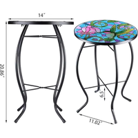 Meubles de jardin Bistro Table basse pliante en verre Petit porche Colibri Supports pour plantes