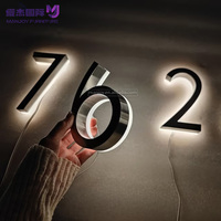 Letrero de Número de Casa Iluminado con LED de Aluminio 3D Personalizable, Impermeable para Uso en Exteriores en Hoteles, Apartamentos, Empresas, Hospitales