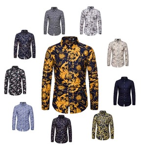 Fast Stock Available Various <strong>Patterns</strong> Printed Floral Hawaiian Long Sleeve <strong>Men</strong> Casual Blouse <strong>Shirt</strong> - Product Image 1