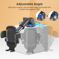 Support de téléphone pour voiture avec bras rétractable, rotation à 360 degrés, fixation par ventouse pour téléphones de 4 à 7 pouces sur tableau de bord et pare-brise