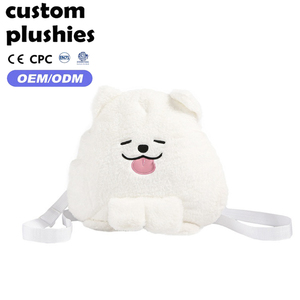 Sac à dos en peluche <span class=keywords><strong>chien</strong></span> blanc personnalisé avec broderie Kawaii – Cadeau idéal pour enfants - Product Image 1