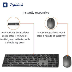 Ensemble <span class=keywords><strong>clavier</strong></span> et <span class=keywords><strong>souris</strong></span> <span class=keywords><strong>sans</strong></span> <span class=keywords><strong>fil</strong></span> rechargeable, taille standard avec pavé numérique, design élégant, plug-and-play, saisie silencieuse, 2,4 GHz - Product Image 5
