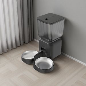 App Control pemberi makan anjing & kucing otomatis plastik Modern 4.5L Dispenser makanan pintar dengan mangkuk ganda untuk pemberi makan hewan peliharaan terpisah - Product Image 1