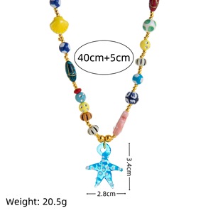 Nouveau collier en perles <span class=keywords><strong>de</strong></span> verre en forme d'étoile <span class=keywords><strong>de</strong></span> mer et <span class=keywords><strong>de</strong></span> perles mélangées, collier <span class=keywords><strong>de</strong></span> plage en coquillages marins, perles <span class=keywords><strong>de</strong></span> graines d'été, grand collier en forme d'étoile <span class=keywords><strong>de</strong></span> mer, collier en forme d'hippocampe - Product Image 6