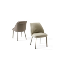 Chaise de salle à manger en cuir PU grain de bois avec cadre en métal pour maison élégante, villa, restaurant, salle d'exposition