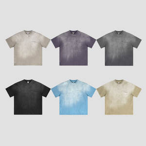 Camiseta de lavado ácido de peso pesado para hombre 100% algodón 310GSM Vintage de gran tamaño Unisex hombro caído bolsillo manga corta de punto - Product Image 5