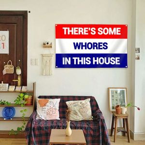 Bandera de poliéster 100D de 3x5 pies con ojales de latón de colores brillantes, diseño 'There's Some Whores in This House', para decoración exterior - Product Image 3