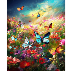 Kits de Pintura por Números <span class=keywords><strong>para</strong></span> Adultos, Kit <span class=keywords><strong>para</strong></span> Principiantes, Mariposas y Flores, Dibujo por Números <span class=keywords><strong>para</strong></span> Decoración del Hogar, Arte de Pared, 40x50cm - Product Image 1