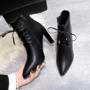 <span class=keywords><strong>Botines</strong></span> de Tacón Alto para <span class=keywords><strong>Mujer</strong></span>, Novedad Otoño 2025, con Cremallera Lateral, Cordones Delanteros, Punta Puntiaguda, Botas de <span class=keywords><strong>Mujer</strong></span>, Botas de Tacón Alto y Delgado de Cuero - Product Image 5