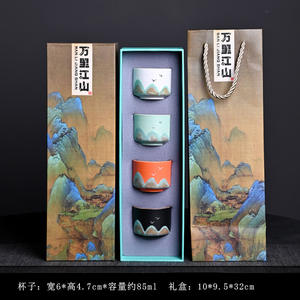 Hand Painted Ceramic Tea Cup Set Traditional Chinese Style Floral Pattern Dehua Origin Gift Box Packaging Present - Product Image 5