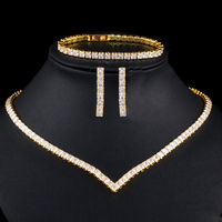 Ensemble de bijoux de luxe pour femmes, collier, boucles d'oreilles et bracelet en zircon cubique de qualité supérieure, coupe princesse classique, 3 pièces, pour les fêtes