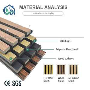 Panneaux acoustiques à lamelles en PU de conception moderne Revêtement acoustique NRC à effet bois <span class=keywords><strong>pour</strong></span> mur Décor Akupanel cannelé insonorisé <span class=keywords><strong>pour</strong></span> hôtels - Product Image 2